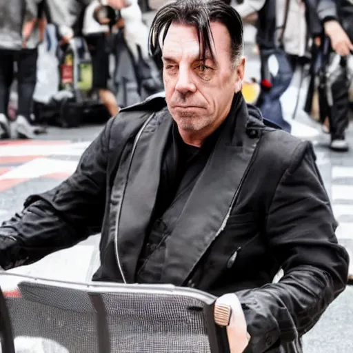 Prompt: Till Lindemann on Shibuya Scramble Crossing