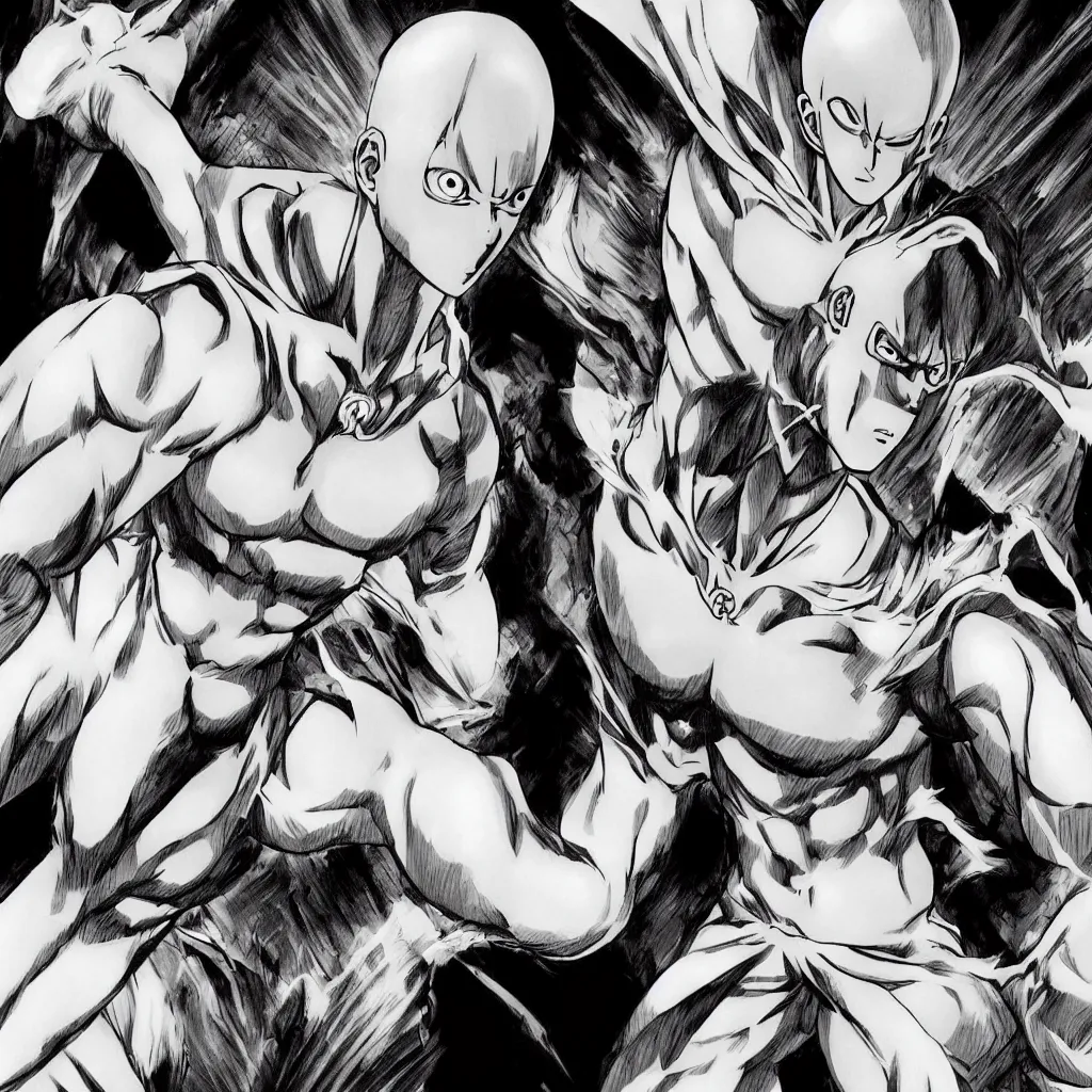 Prompt: ripped shirtless saitama one punch man instagram thirst trap photo shoot, perfect faces, very detailed, clear focus