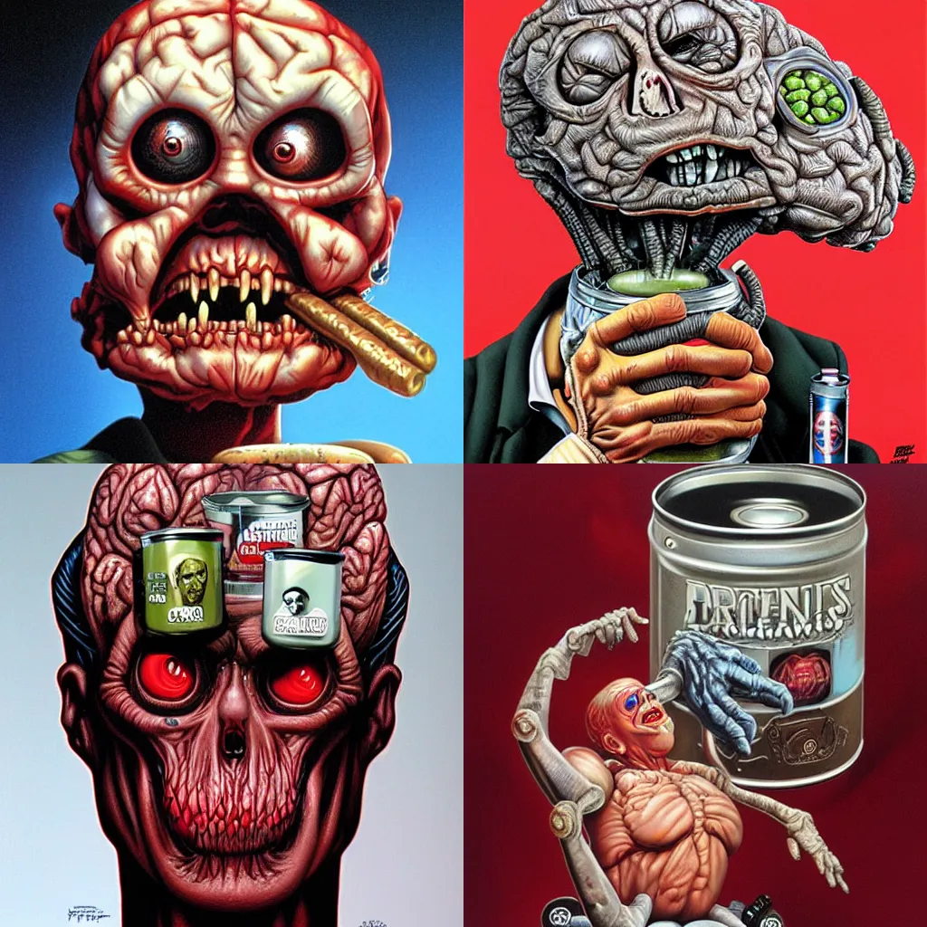 Prompt: can of brains by Jason Edmiston