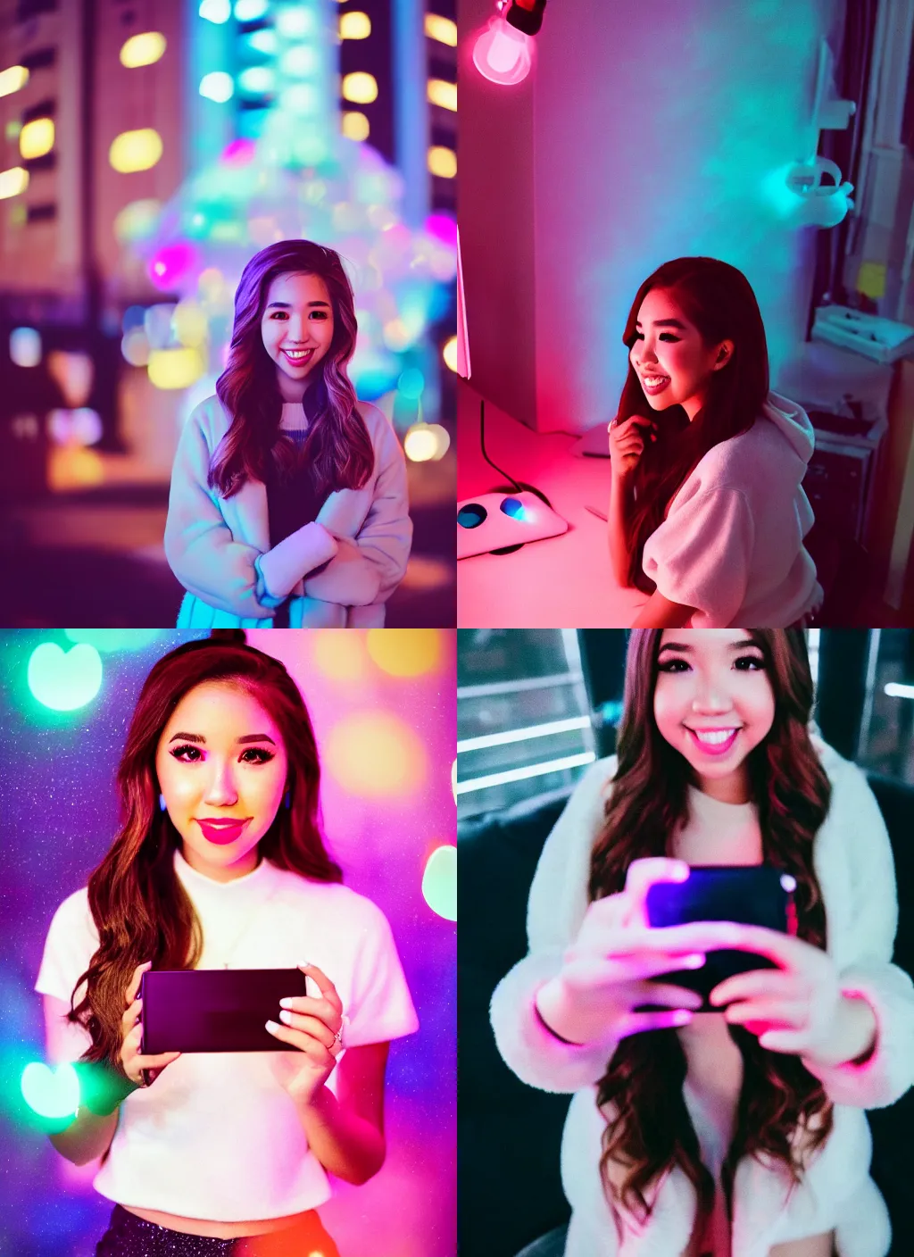 Prompt: twitch streamer Pokimane, streaming on Twitch by Brandon Woelfel,