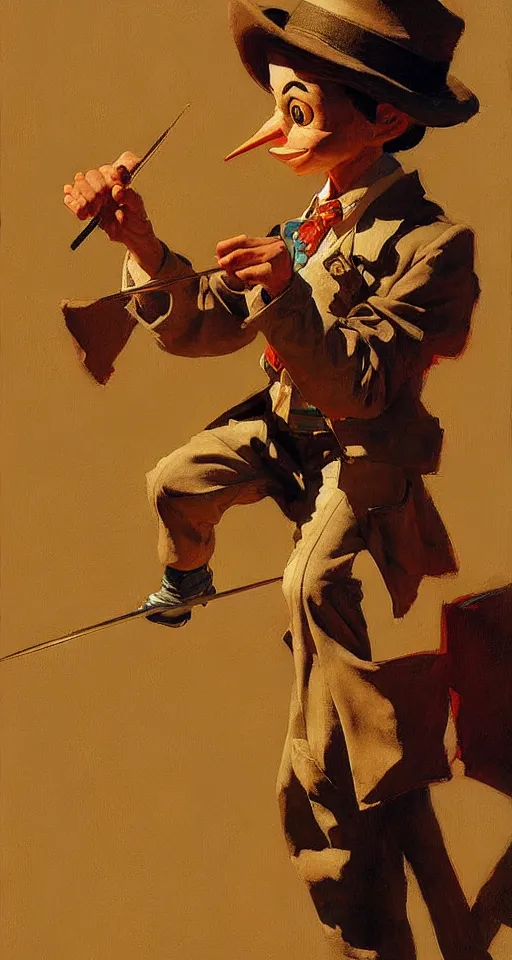 Image similar to pinocchio highly detailed painting by craig mullins, j. c. leyendecker