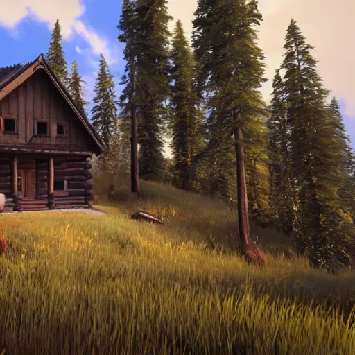 Prompt: a cabin in the woods unreal engine