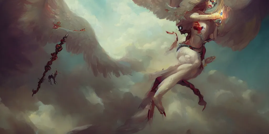 Prompt: a beautiful painting of an angel of clown, by peter mohrbacher trending on artstation