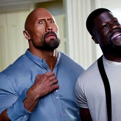 Prompt: dwayne johnson and kevin hart in the movie step brothers
