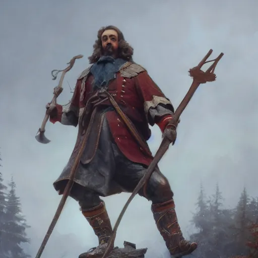 Prompt: Peter the Great with giant axe, sharp focus, fantasy style, octane render, volumetric lighting, 8k high definition, by greg rutkowski, highly detailed, trending on art Station