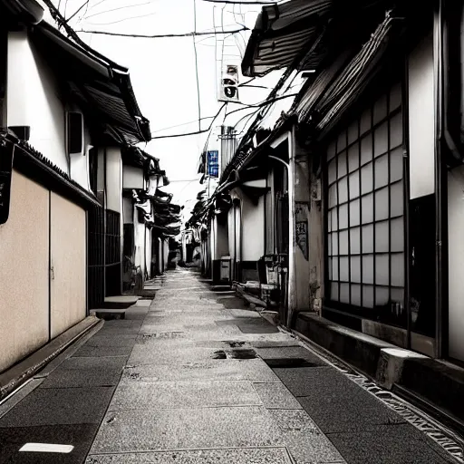 Image similar to japanese city back alleys by robert hubert