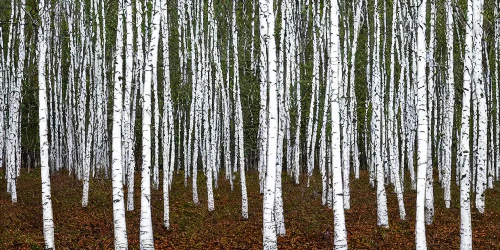 Prompt: a beautiful white birch forest in the style of Calvin and hobbes