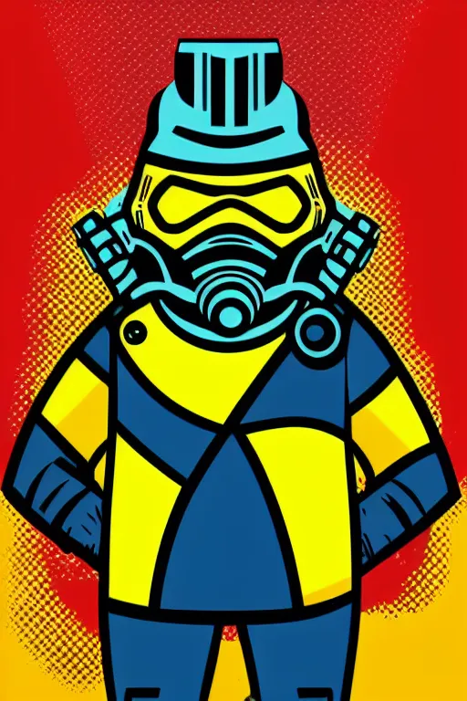 Image similar to fallout 7 6 retro futurist illustration art by butcher billy, sticker, colorful, illustration, highly detailed, simple, smooth and clean vector curves, no jagged lines, vector art, smooth andy warhol style