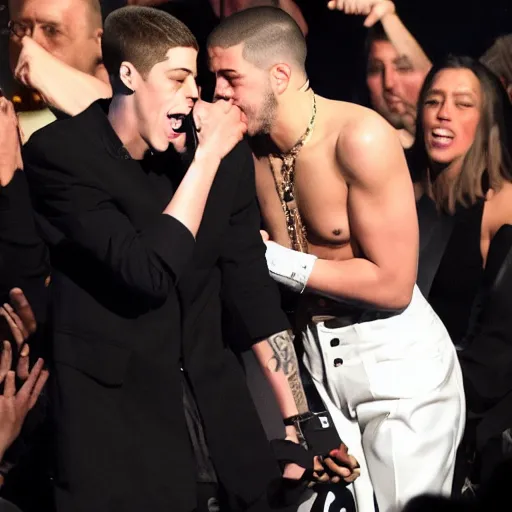 Prompt: pete davidson punching kanye west at the grammy awards, photorealistic, 8 k