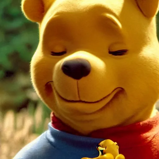 Image similar to A still of Keanu Reeves as Winnie the Pooh