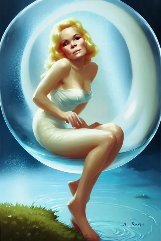 Prompt: tuesday weld in a bubble bath, by andreas rocha