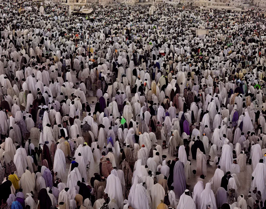 Image similar to thanos among pilgrim in mecca hajj season, photo real, Eastman EXR 50D 5245/7245