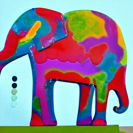 Image similar to elephant made of rainbow gelatinous fleshy blobs, in the style of a ceramic masterpiece