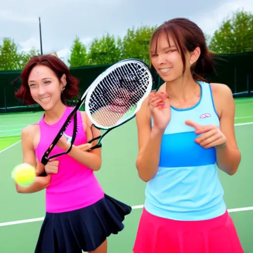 Image similar to two anime girls playing tennis