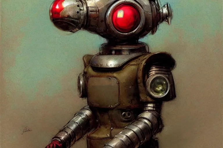 Image similar to adventurer ( ( ( ( ( 1 9 5 0 s retro future robot android dog. muted colors. ) ) ) ) ) by jean baptiste monge!!!!!!!!!!!!!!!!!!!!!!!!! chrome red