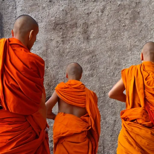Prompt: hindu monks on greek senete