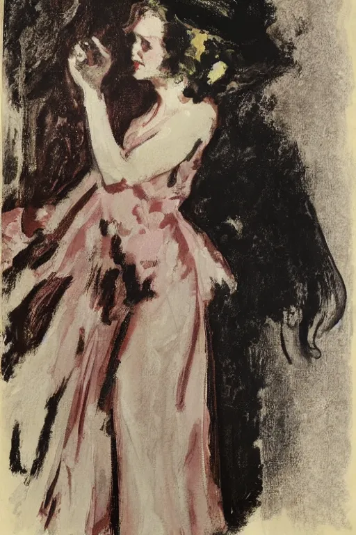 Image similar to portrait of evanna lynch as delirium of the endless, the sandman by walter sickert, john singer sargent, and william open