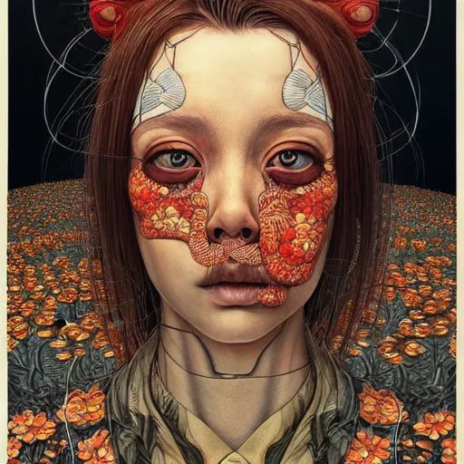 Image similar to beautiful portrait painted in jacek yerka aykut aydogdu and leslie zhang style drawn by sasha bom and takato yamamoto, inspired by cyberpunk, intricate acrylic gouache painting, high detail, sharp high detail, artstation, manga and anime