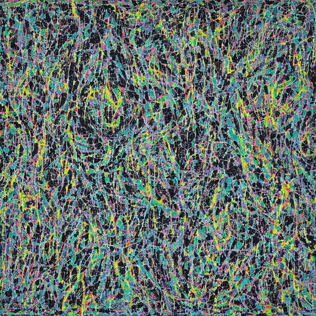 Image similar to camo made of out smiles, smiling, abstract, maya bloch artwork, ivan plusch artwork, cryptic, lines, stipple, dots, abstract, geometry, splotch, concrete, color tearing, uranium, acrylic, neon, pitch bending, human figures, faceless people, dark, ominous, eerie, minimal, points, technical, painting
