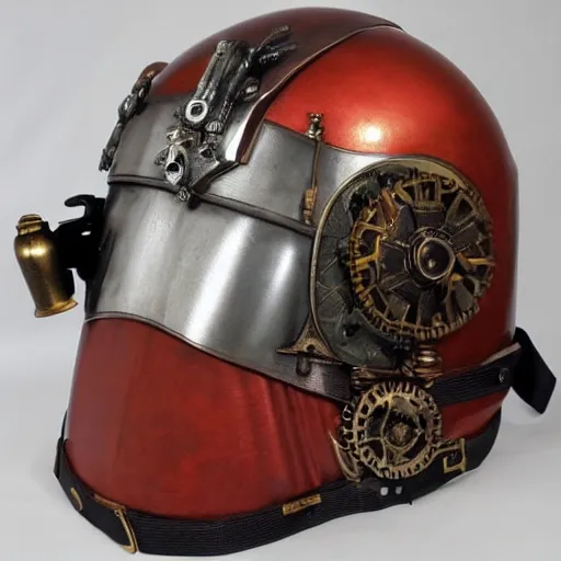 Prompt: steampunk knight's helmet with guns on the hyperrealistic, hyperdetailed, chaykin howard and campionpascale and cooke darwyn and davis jack