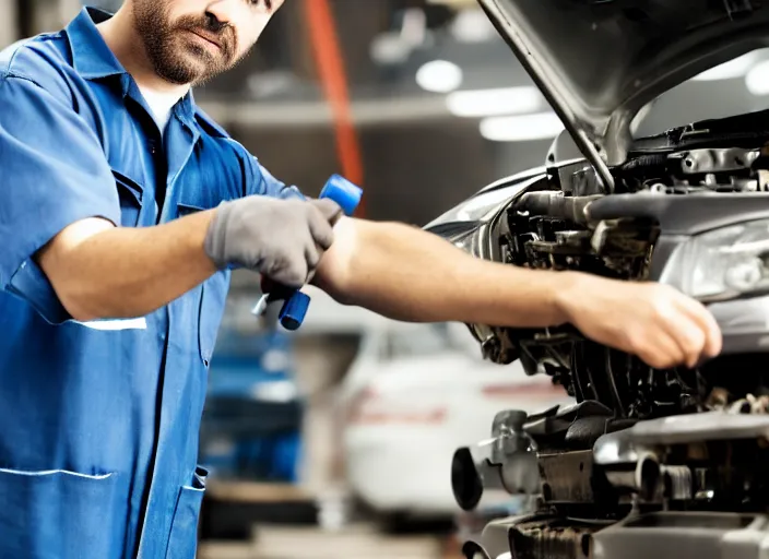 Image similar to film still of a hamster working as a mechanic in an auto shop, 8 k