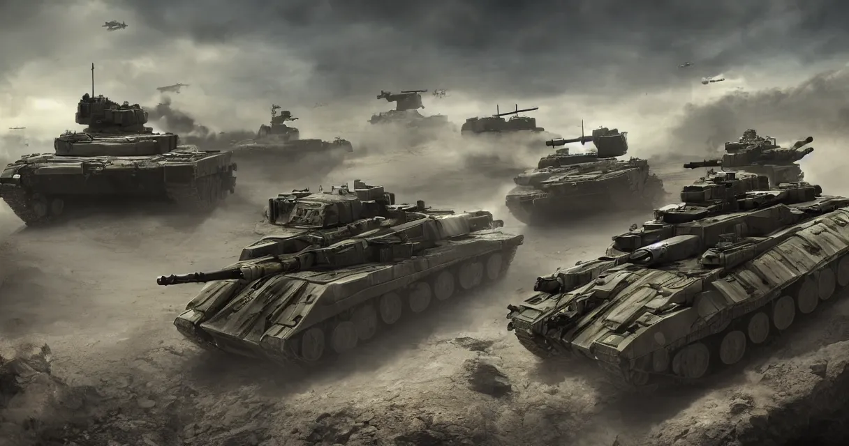 Image similar to tank war, drama, high quality, vray, cg, crazy, space