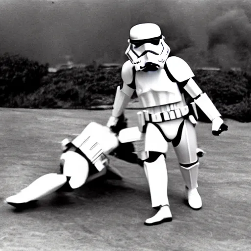 Prompt: Stormtrooper fighting in WW2