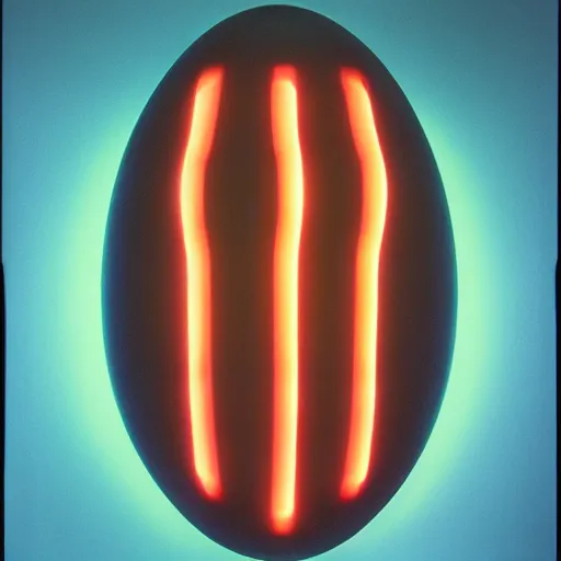 Image similar to annie liebowitz portrait of a hovering tron dinosaur egg made up of glowing electric plates and patterns. cinestill