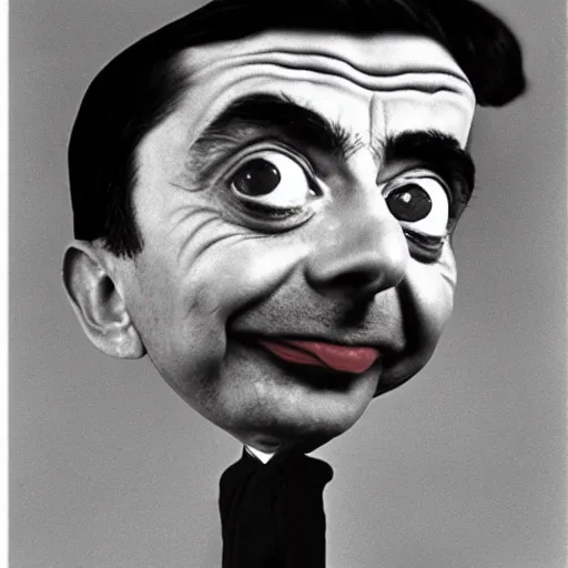 Prompt: a surreal photo of mr bean by man ray