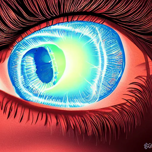 Prompt: eyelashes on fire, digital art, hyper detailed