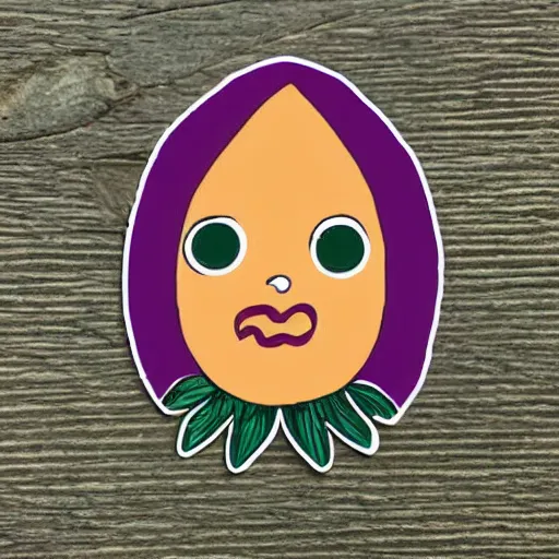 Prompt: cute colourful humanoid mandrake root with big eyes, from medieval herbarium sticker,