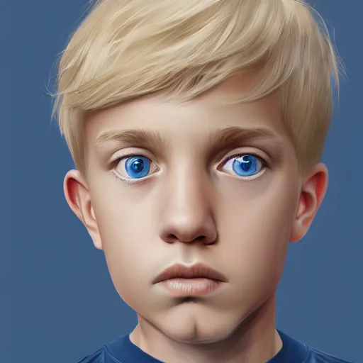 Prompt: a detailed portrait of a blonde boy with blue eyes, digital concept art illustration, incredibly detailed and realistic, 8 k, sharp focus