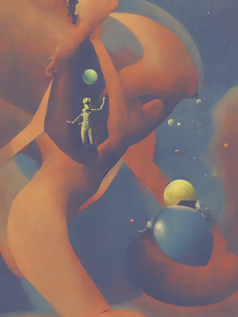 Image similar to woman wearing astronout suit and catch a planet on her hand edward hopper and james gilleard, zdzislaw beksinski highly detailed