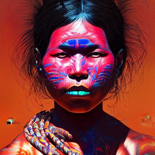 Prompt: aboriginal woman portrait soft light painted by james jean and katsuhiro otomo and erik jones, inspired by akira anime, smooth face feature, intricate oil painting, high detail illustration, sharp high detail, manga and anime 1 9 9 9