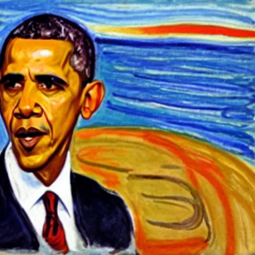 Prompt: obama by edvard munch