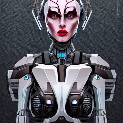 Image similar to symmetry!! a female transformer with full lips, hollowed down turned eyes!! very symmetrical face, cybernetic and highly detailed, by steven zavala, by matt tkocz, by shane baxley, transformers cinematic universe, pinterest, deviantart, artstation _ h 7 5 0