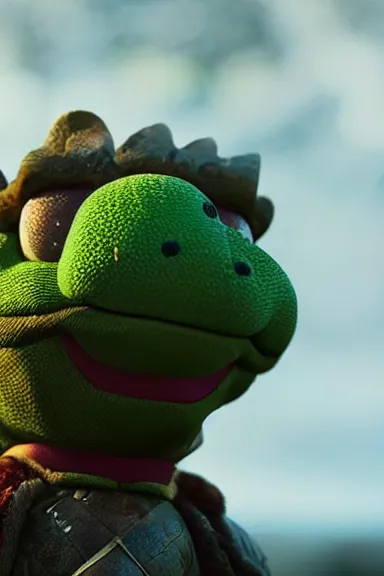 Image similar to very very intricate photorealistic photo of yoshi in an episode of game of thrones, photo is in focus with detailed atmospheric lighting, award - winning details