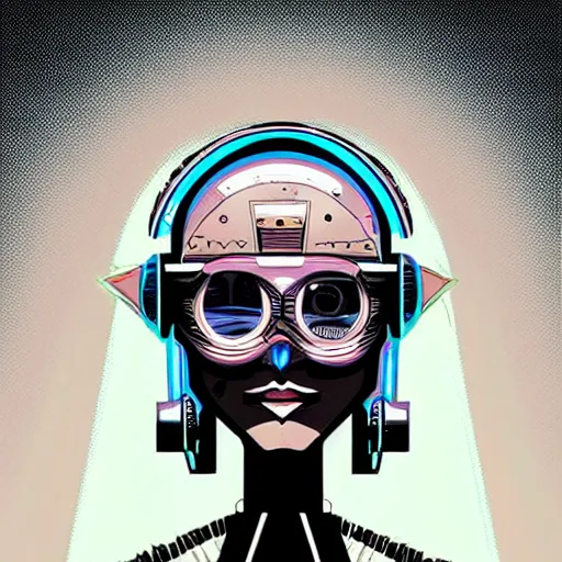 Image similar to “in the style of josan Gonzalez and jinx88 a young and suave cyberpunk teenager wearing a futuristic helmet, eyes still visible, highly detailed, y2k”