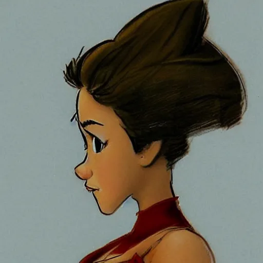 Image similar to milt kahl sketch of a cuban girl who looks like a squirrel as princess padme in star wars episode 3