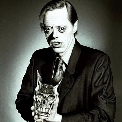 Prompt: steve buscemi by h. r. giger