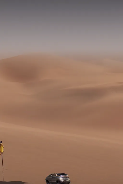 Image similar to Silhouettes of human figures, caravan on a high dune in the desert before a sandstorm, highly detailed, dusty and dark, hyper-realistic environment,Epic concept art. Octane render and Unreal Engine