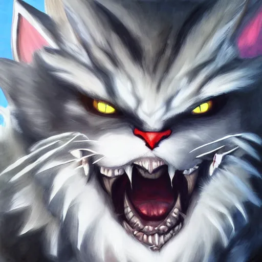 Image similar to a painting of rengar from league of legends