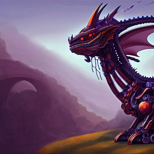 Prompt: a portrait of a mechanical dragon in a scenic environment by jessada sutthi