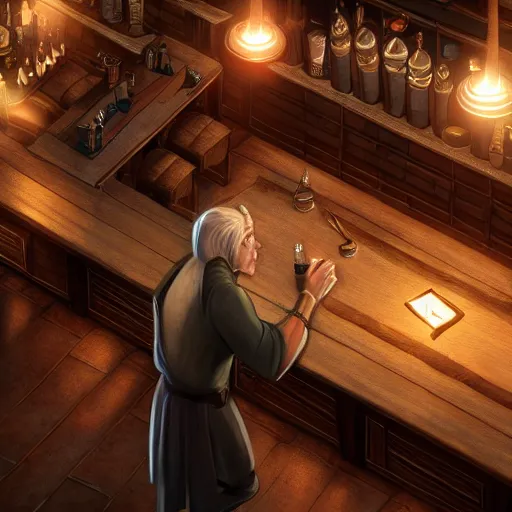 Prompt: barkeep tavern blonde short hair middle age man ultra detailed fantasy, elden ring, realistic, dnd character portrait, full body, dnd, rpg, lotr game design fanart by concept art, behance hd, artstation, deviantart, global illumination radiating a glowing aura global illumination ray tracing hdr render in unreal engine 5