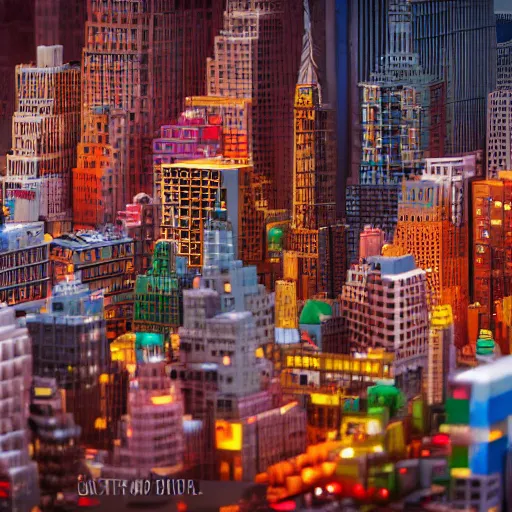 Image similar to new york city made of plastic toys, amazing details, atmospheric, 4 k, aesthetic octane render, warm hue's