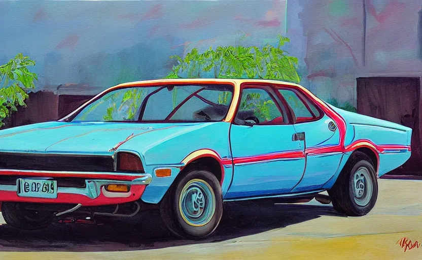 Image similar to a painting of a ford pinto