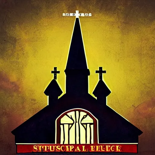 Image similar to church steeple album cover, poster art, cover art