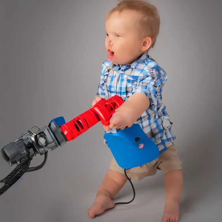 Prompt: fisher price cattle prod, product photo, studio lighting