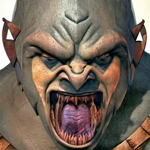 Prompt: orcs were a humanoid race, they were short, had long arms, bow - legged, with broad flat faces and wide grinning mouths with fangs, flat nosed, pointed ears with slanted eyes and sallow skin. they carried crude curved swords and roughly shaped armors