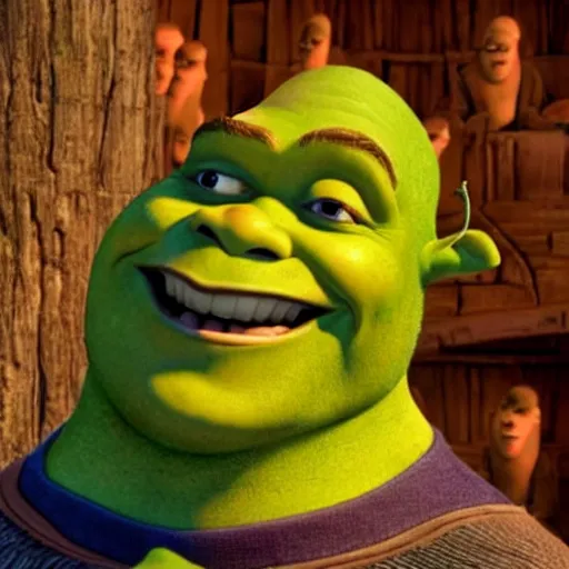 Prompt: shrek is love, shrek is life